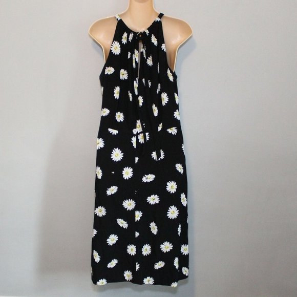 Kate Spade Daisy Print Halter Dress Black Yellow White Women's Size 10 H11549 - Picture 6 of 11